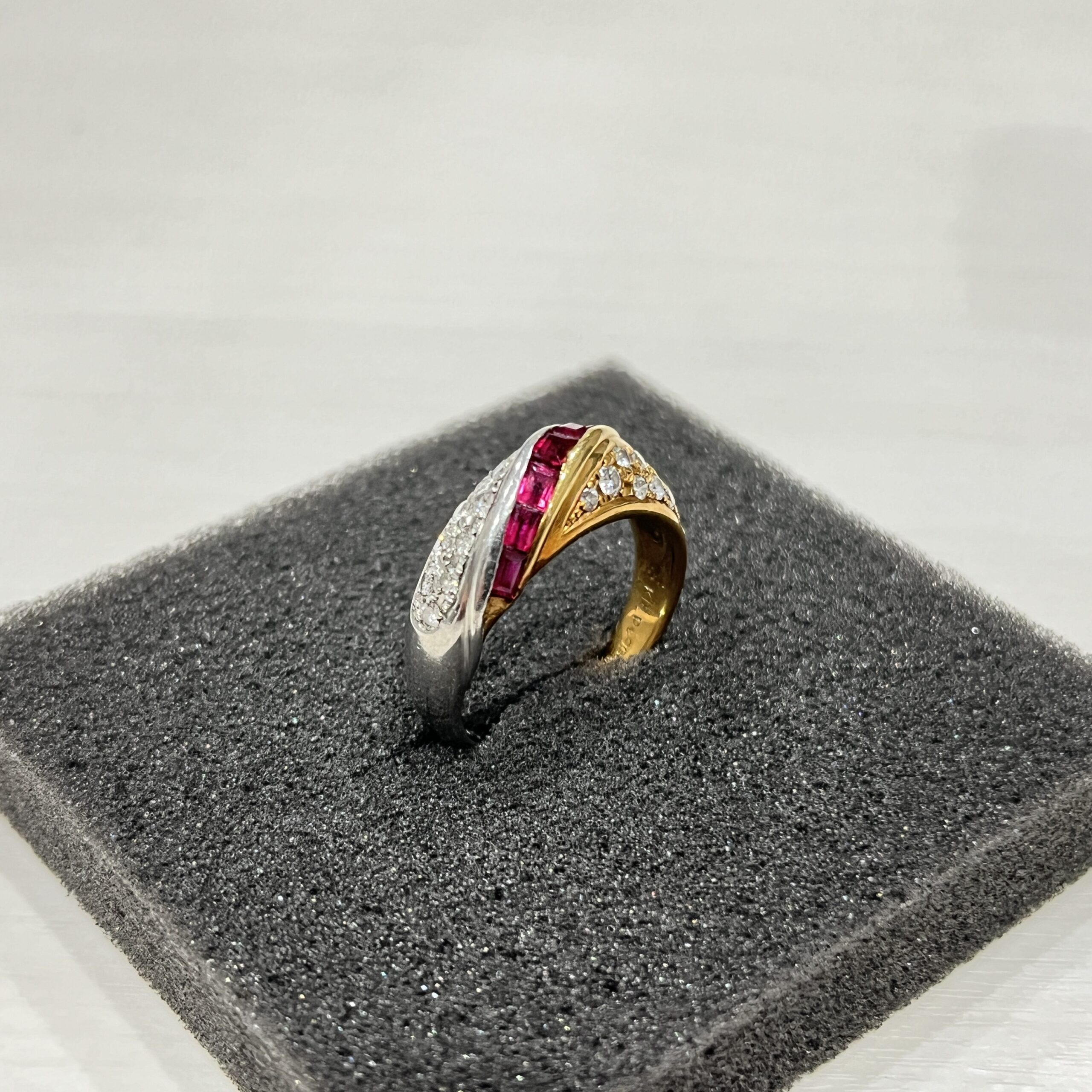 Pt900 K18 コンビ ルビーリング 買取