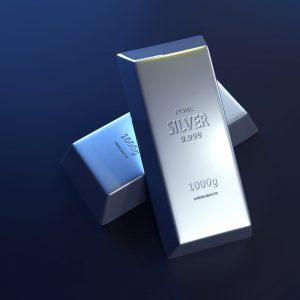 3D Silver Bar, Precious Metals (3D Rendering)